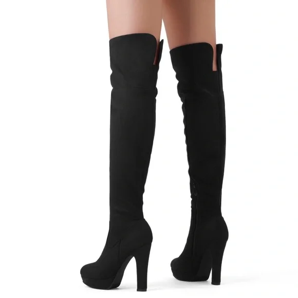 NWT Dream Pair Highplat Black Chunky thigh High Over the Knee Women's Boots 6 - Picture 12 of 12